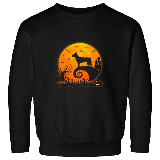 Funny Boston Terrier Dog Moon Halloween Dog Lover Sweatshirts