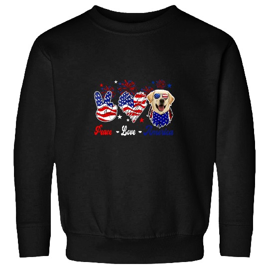 Peace Love America Cute Labrador Retriever Sunglasses Sweatshirts
