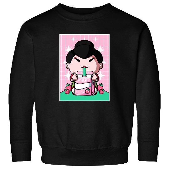 Japanese Geisha Strawberry Milk Shake Carton Kawaii Anime Sweatshirts