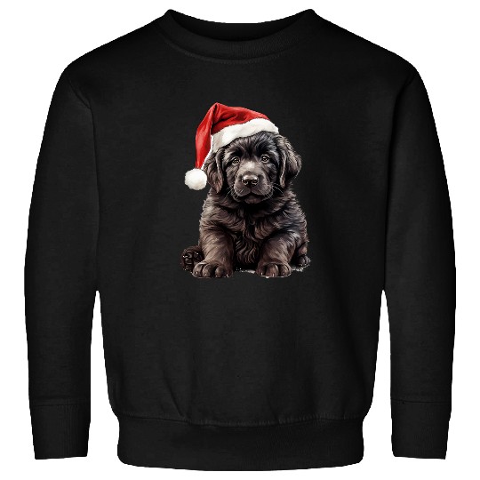 Newfoundland puppy Dog wearing a Christmas hat Christmas  1 Sweatshirts