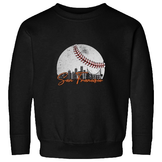 San Francisco Baseball Skyline Cityscape Retro San Francisco Sweatshirts
