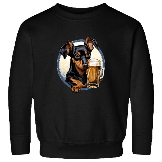 Miniature Pinscher Beer Funny Dog Drinking Sweatshirts