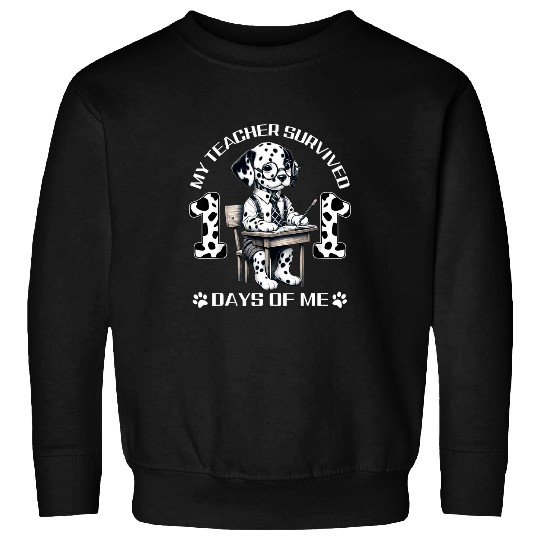 My Teacher Survived 100 Days Of Me Dalmatian Dog Boys Girls Sweatshirts