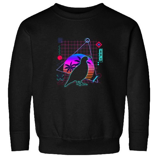 Quail Aesthetic Vaporwave 80s Style Funny Quail Birds Lover Sweatshirts