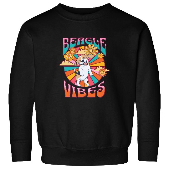 Groovy Hippie Style Beagle Vibes Happy Dog Mom Sweatshirts