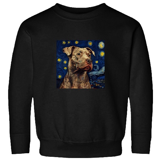 Pit Bull Dog Owner Pitbull Van Gogh Style Starry Night Sweatshirts