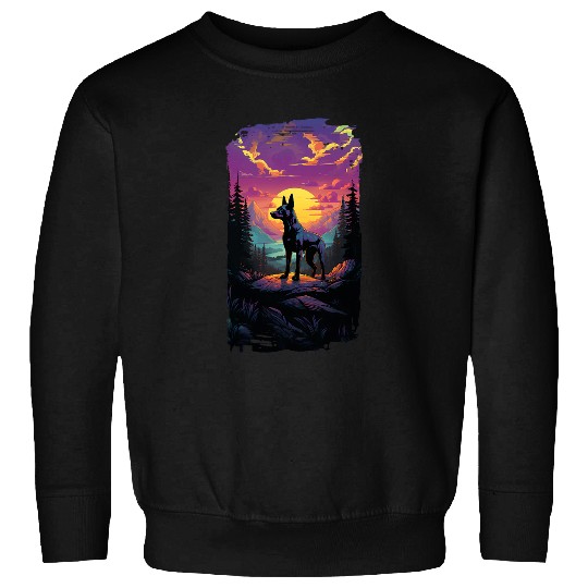 Miniature Pinscher Dog Mom Dad Mountain Trees Artistic Sweatshirts