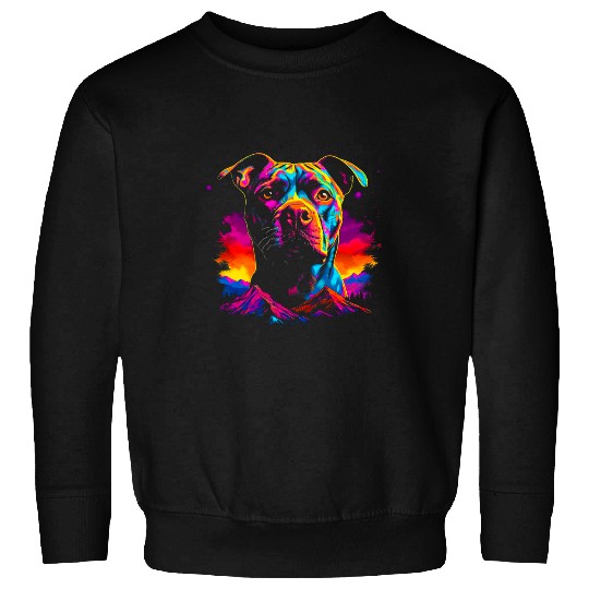 Pitbull Dog Mountain Art Sweatshirts
