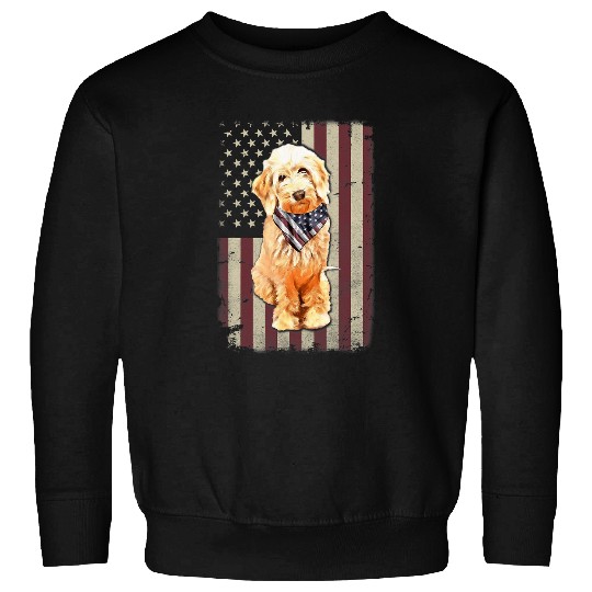 Dog Goldendoodle American Flag Bandana 4th Of July Gifts T-Shirt Sweatshirts