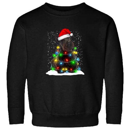 Dog Scottish Terrier Christmas Santa Hat xmass Color Lights Sweatshirts