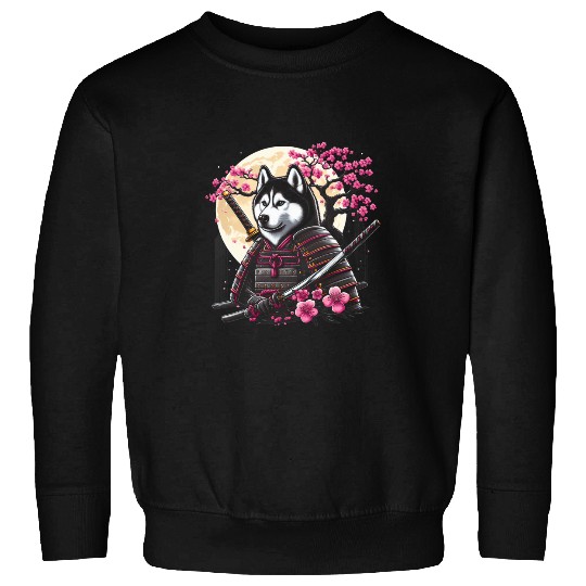 Japanese Samurai husky Tattoo Kawaii Ninja Dog 4 Sweatshirts
