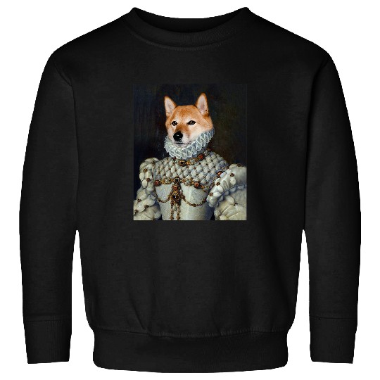 Dog Shiba Inu Renaissance Pet Portrait medieval painting Sweatshirts