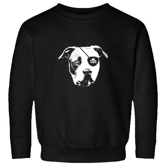 Pirate American Pit Bull Terrier With Eye Patch Skull Funny Sweatshirts