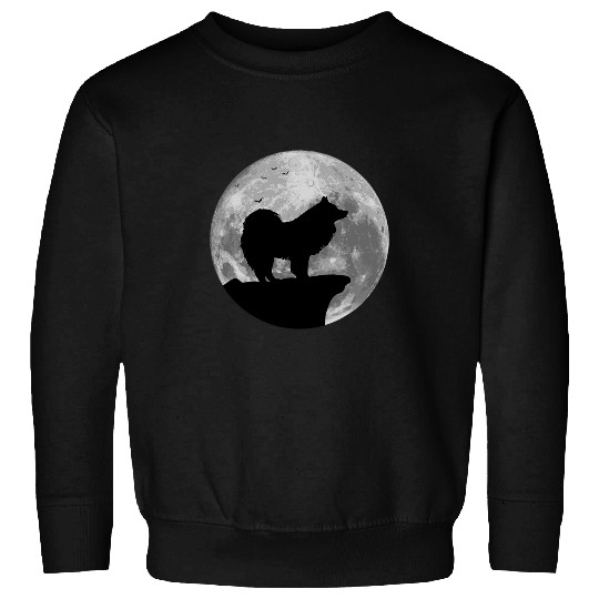 Samoyed Silhouette In The Moon Halloween Costume Sweatshirts
