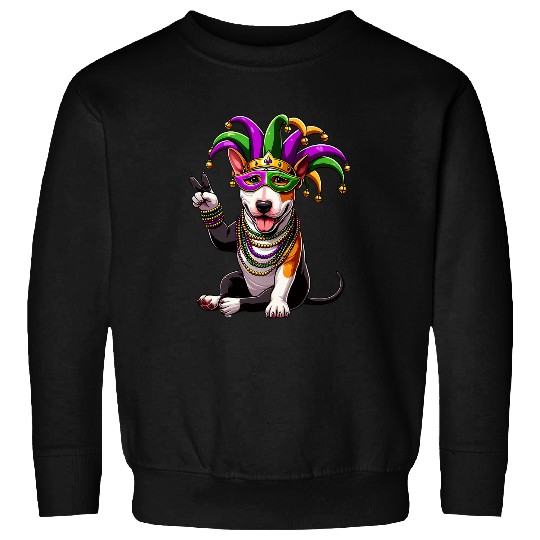 Peace Sign Hand Dog Mens Womens Mardi Gras Bull Terrier Sweatshirts