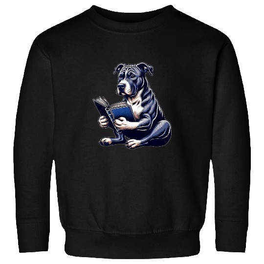 Pitbull Dog Reading Book Puppy Lover Reader Sweatshirts