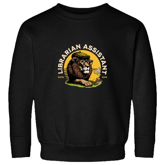 Librarian Assistant Cute Reading Glasses Geek Lion Sweatshirts