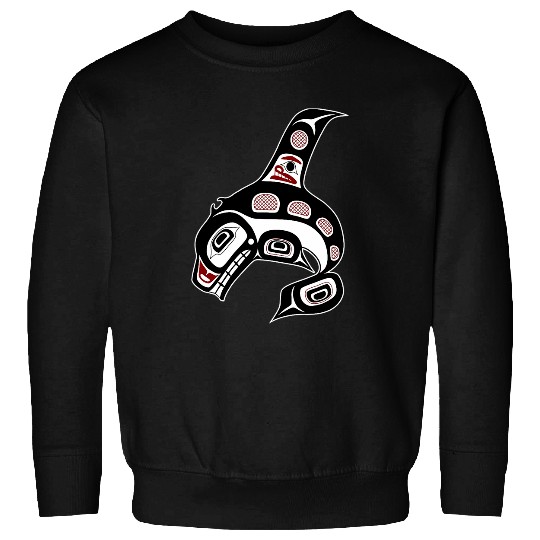 Red Black White Haida Whale Native Art Sweatshirts