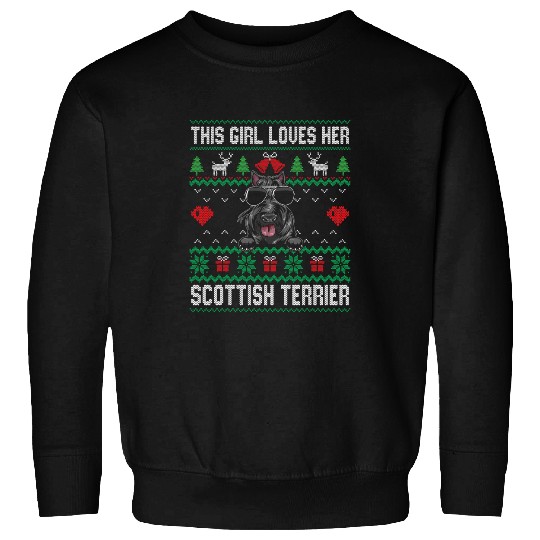 Dog Scottish Terrier Girl Cool Ugly Christmas for Dog Mom Sweatshirts