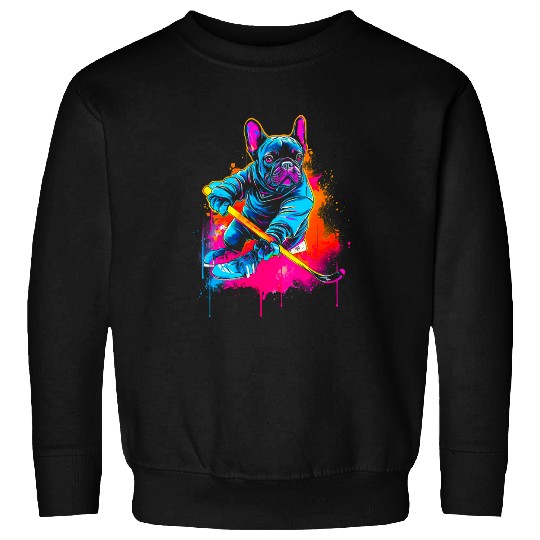 Pop Art French Bull Dog Hockey Sweatshirts