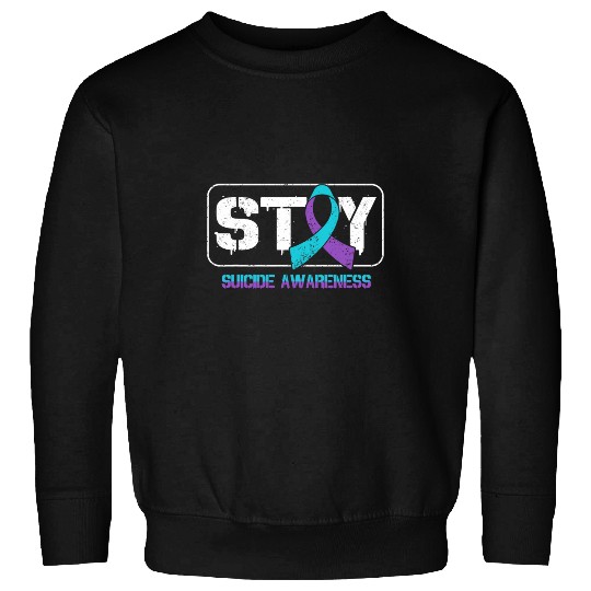 STAY Teal Purple Ribbon suicides Prevention Awareness Sweatshirts