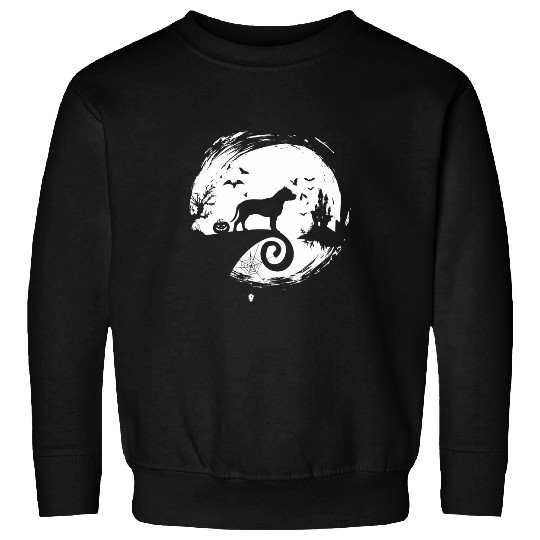 Pittie Halloween Costume Moon Silhouette Creepy Sweatshirts