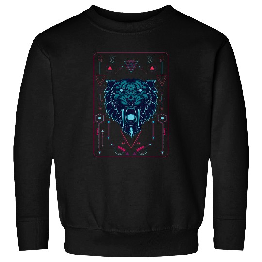 Native American geometric animal sabertooth tiger Sweatshirts