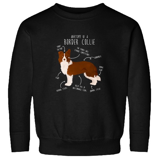 Red Border Collie Anatomy Cute Funny Pet Lover Dog Mom Dad Sweatshirts