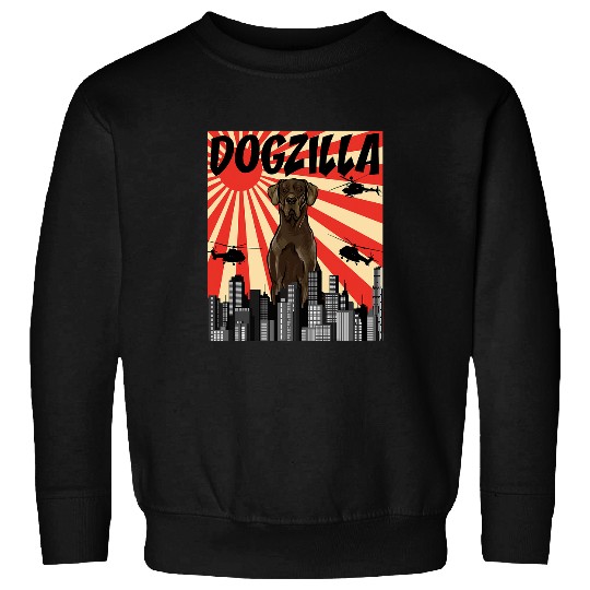 Dog Great Dane Funny Retro Japanese Dogzilla Black Great Dane T-Shirt Sweatshirts