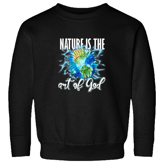 Planet Earth Sunflower Art Earth Day Save Nature Lover Gift Sweatshirts