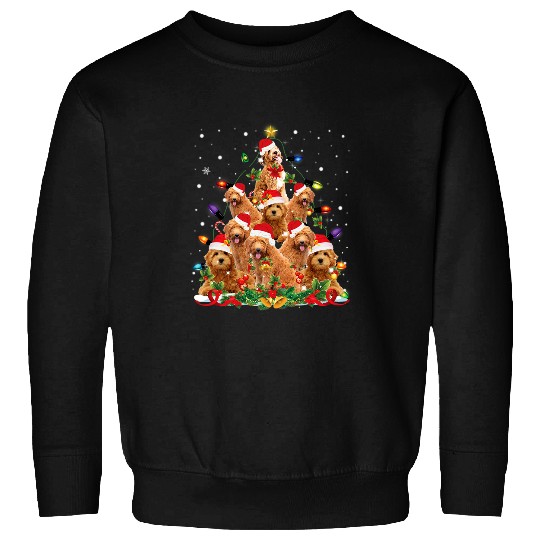 Dog Goldendoodle Christmas Lights Xmas Tree Funny Dog Lover T-Shirt Sweatshirts