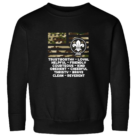 Scout Leader Funny Camping Camo US America Flag Sweatshirts