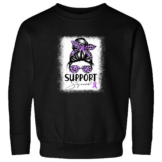 Support Squad Messy Bun Purple Warrior Epilepsy Awareness Sweatshirts