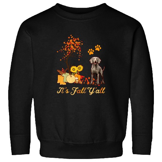 Weimaraner Fall Leaves Autumn Maple Tree Thanksgiving Sweatshirts