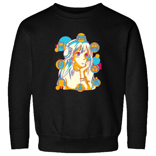 Japan Culture Art Anime Girl Vaporwave Video Games Sweatshirts