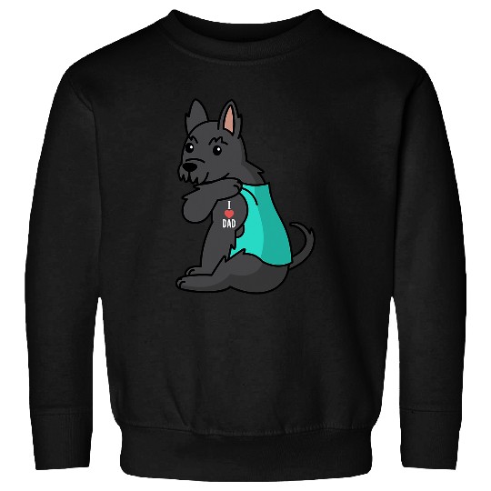 Dog Scottish Terrier I Love Dad Tattoo Scottish Terrier Father Dog Sweatshirts