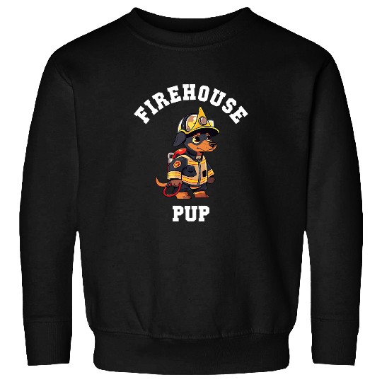 Miniature Pinscher Firehouse Pup Funny Dog Firefighter Sweatshirts