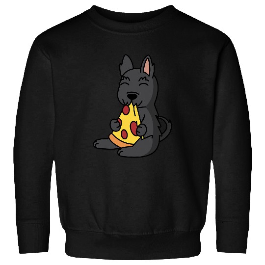 Dog Scottish Terrier Eating Pizza Dog Sweatshirts