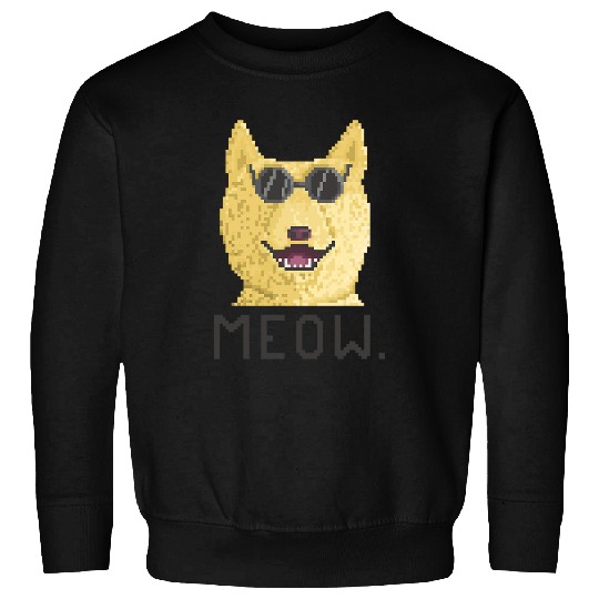 Pixel Art Doggo Meow Dog with Sunglasses Sweatshirts