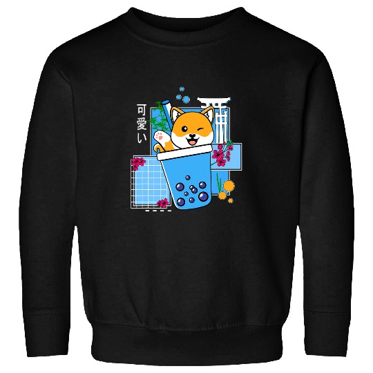 Discover Dog Shiba Inu Boba Bubble Tea Cute Anime Neko Kawaii for Girls Sweatshirts