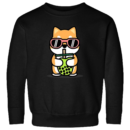 Dog Shiba Inu Bubble Tea Boba Kawaii Anime Japanese Dog Lover Sweatshirts