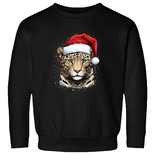 jaguarss Santa Hat Big Cat Lover Christmas Print Art Graphic Sweatshirts
