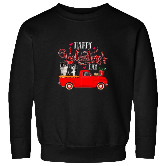 Discover Happy Valentines Day Funny Plaid Red Truck Border Collie Sweatshirts