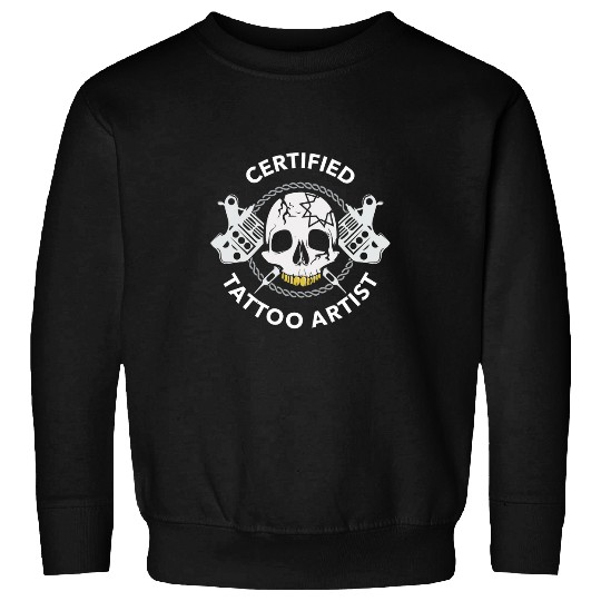 Discover Tattooist Gift Certified Tattoo Artist Tattoo Needle Skull Sweatshirts