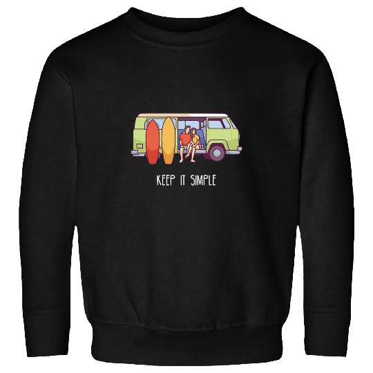Keep It Simple I Camping Van Campsite Motif Sweatshirts