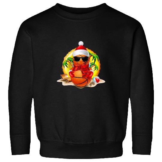 Snowman Basketball Balls Santa Hat Christmas In July Summer Sweatshirts