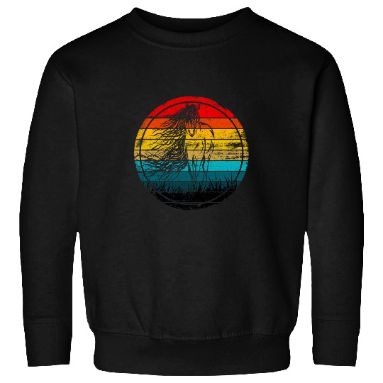 Retro Horse Line Art Women Girls Teen Horse Riding Gifts Sweatshirts