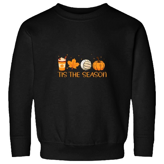 Tis The Season Pumpkin Leaf Latte Fall Volleyball Women Sweatshirts