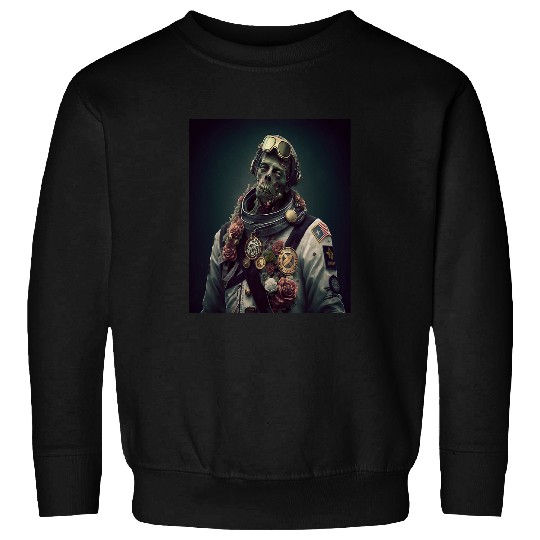 Space Zombie Astronaut Highly Decorated Wearing Helmet Art Sweatshirts