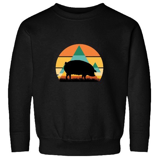 Discover Pig 2Farm Farming Piglets Piggy Hog SWines Cute Retro Sunset Sweatshirts